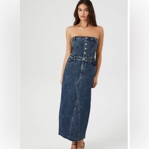 Strapless Denim Midi Dress size 14